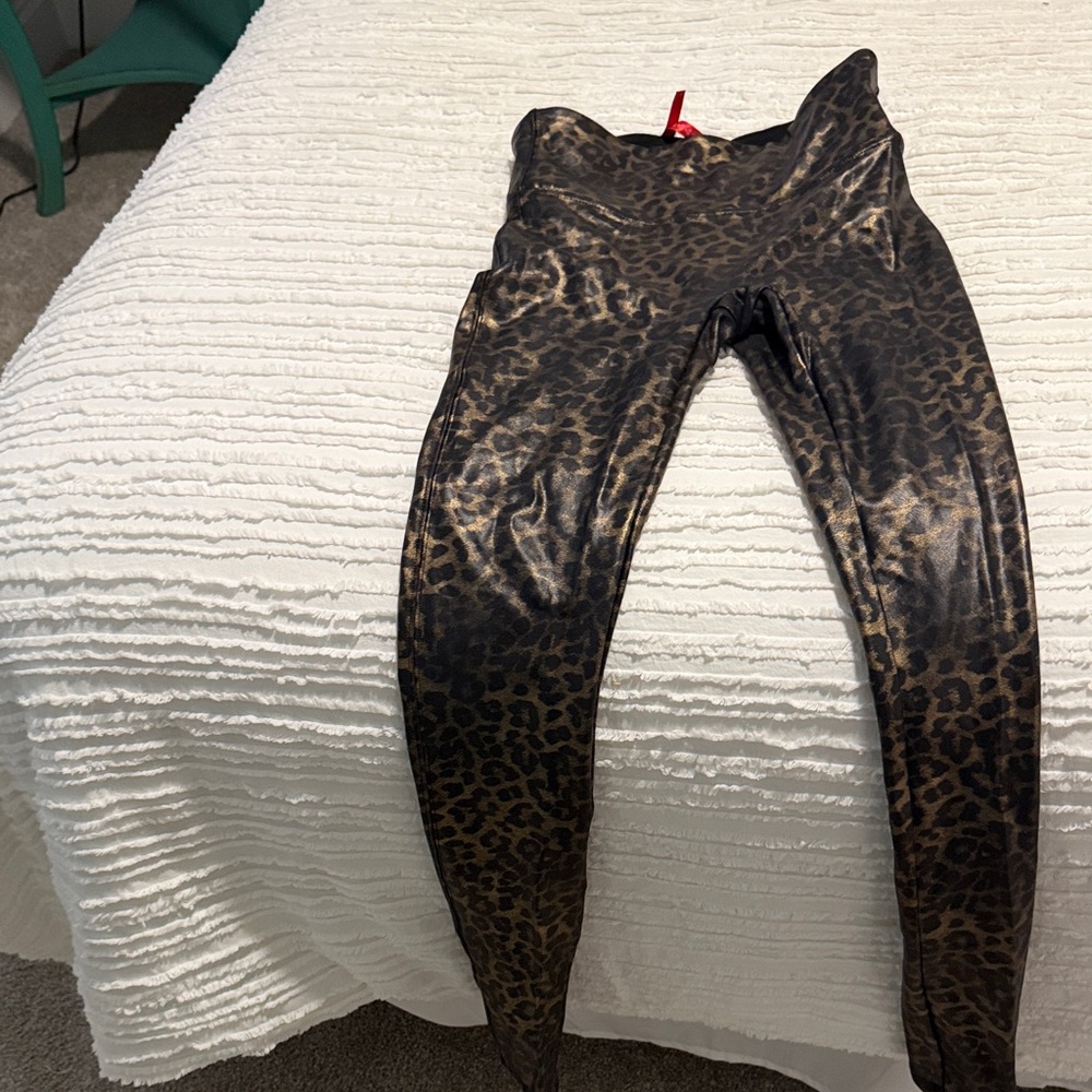 SPANX Animal Print Leggings - Black and Brown